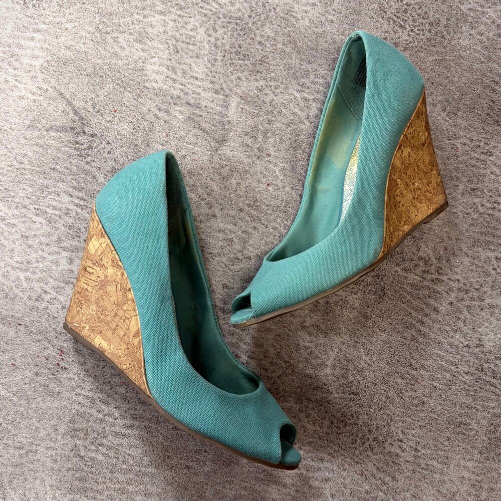 Turquoise American Eagle Cork Wedge Heels